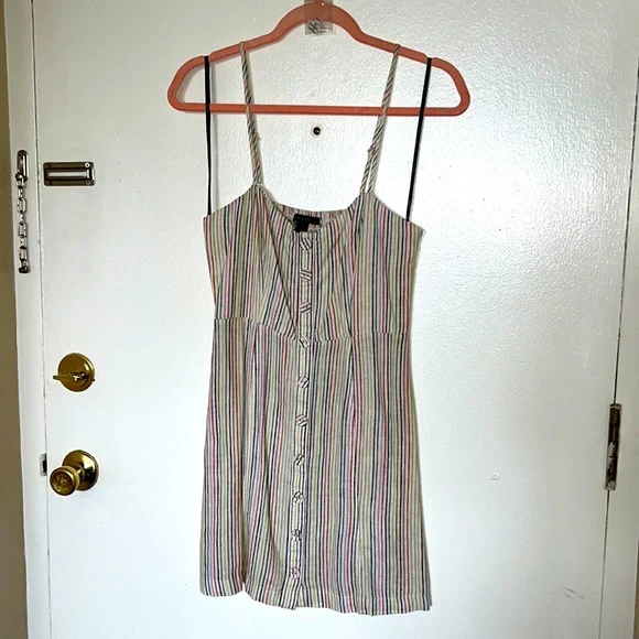 knee length dresses for ladies Linen-Blend Tiered Mini Dress